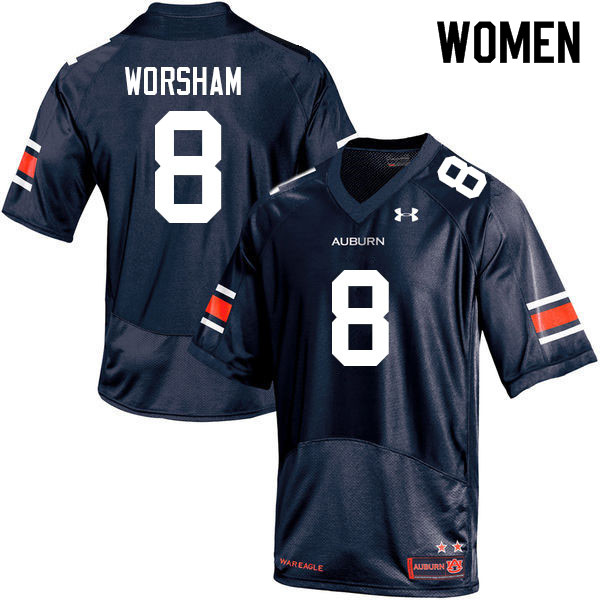 Auburn Tigers Women's Dazalin Worsham #8 Navy Under Armour Stitched College 2022 NCAA Authentic Football Jersey AUO4774NQ
